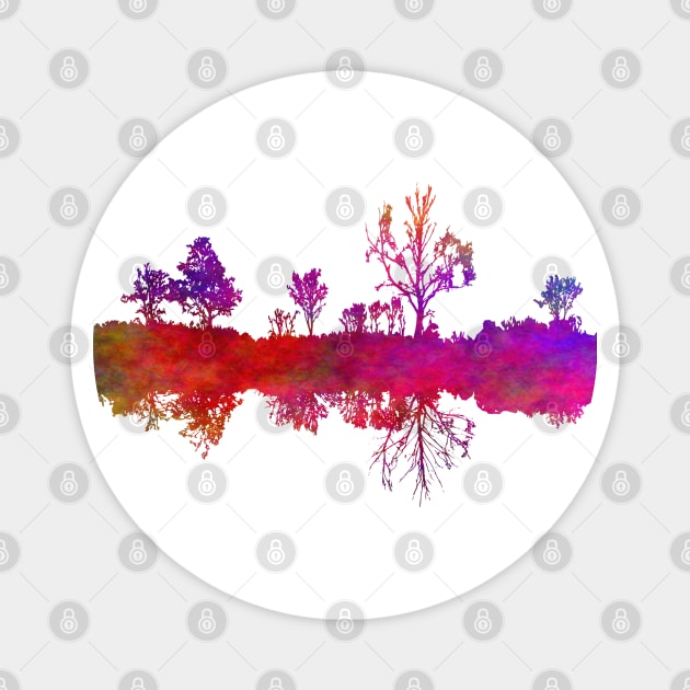 Silhouette Art Lake Shoreline Vibrant Plasma Abstract Colour Magnet by Mazz M